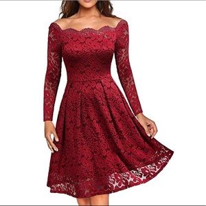 Floral Fit & Flare Red Dress *NEW WITH TAGS*